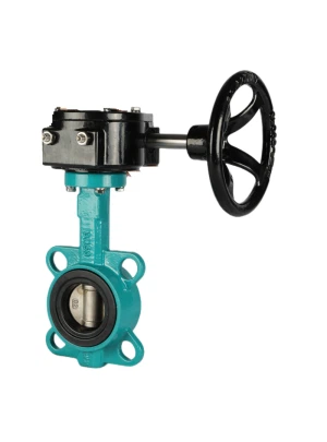 Worm Gear Operated Wafer Type PTFE Seat Butterfly Valve