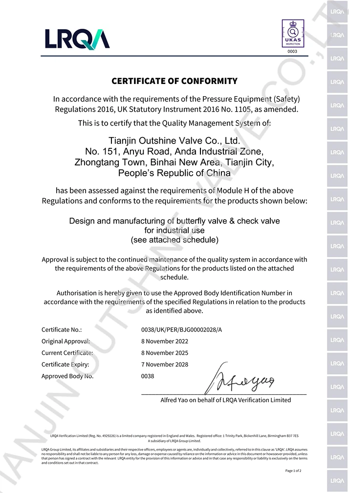 PER Certificate PER Certificate